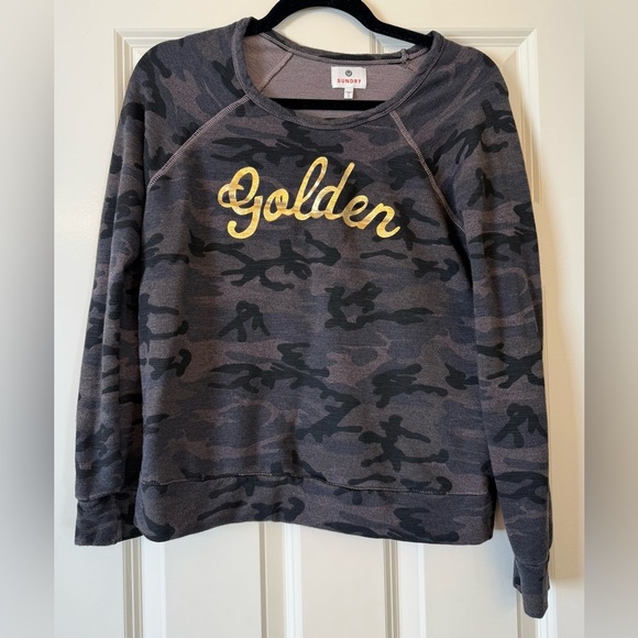 Sundry Golden Camo Crew Neck Sweater Size 1 - Picture 1 of 7